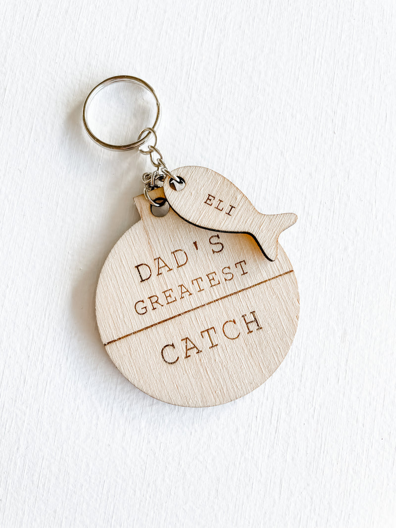 Dad’s Greatest Catch Keychain - PERSONALIZED
