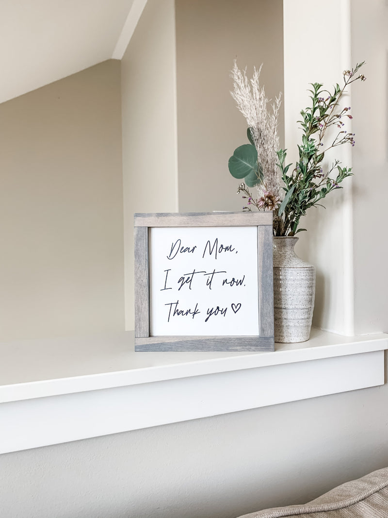 Dear Mom wooden sign from The Hazel Collection, handmade in Kamloops British Columbia