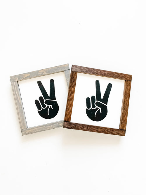 Peace sign wooden sign from The Hazel Collection, handmade in Kamloops British Columbia
