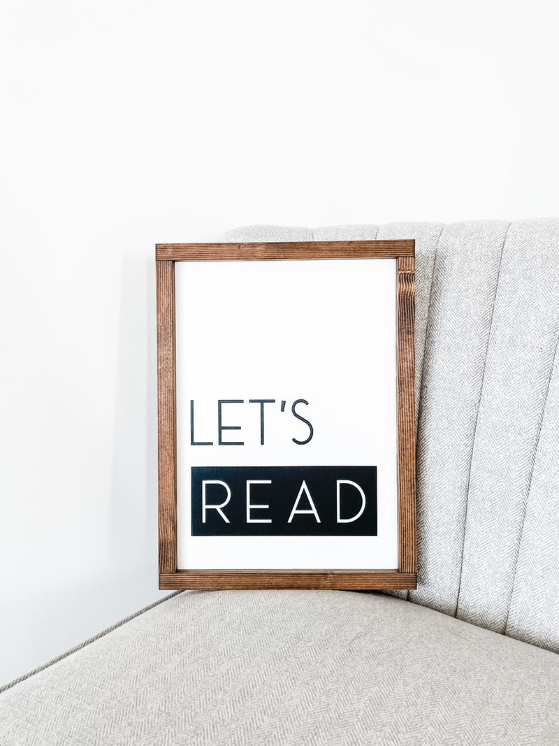 Let's read kids wooden sign from The Hazel Collection, handmade in Kamloops British Columbia