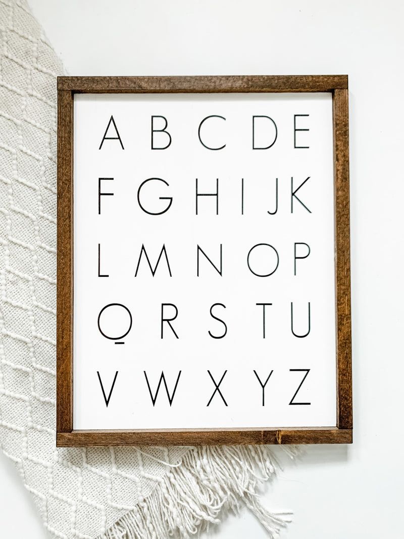 ABC kids wooden sign from The Hazel Collection, handmade in Kamloops British Columbia