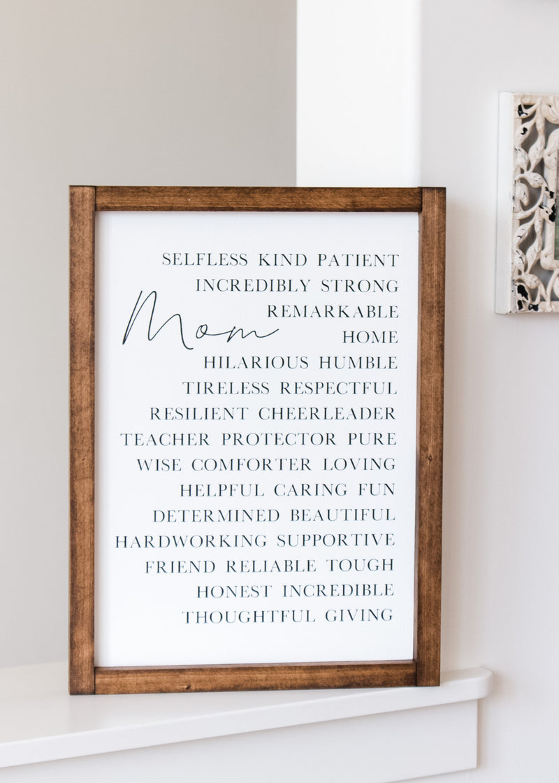 Mom definition beautiful quote on a wooden sign from The Hazel Collection, handmade in Kamloops British Columbia
