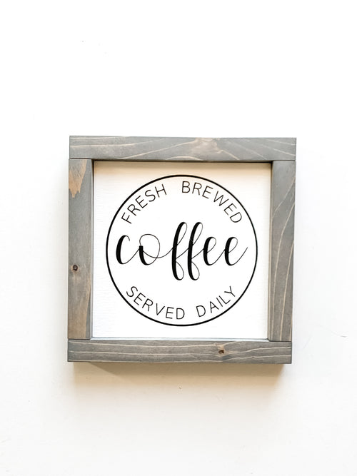 Fresh brewed coffee wooden sign for the kitchen from The Hazel Collection, handmade in Kamloops British Columbia