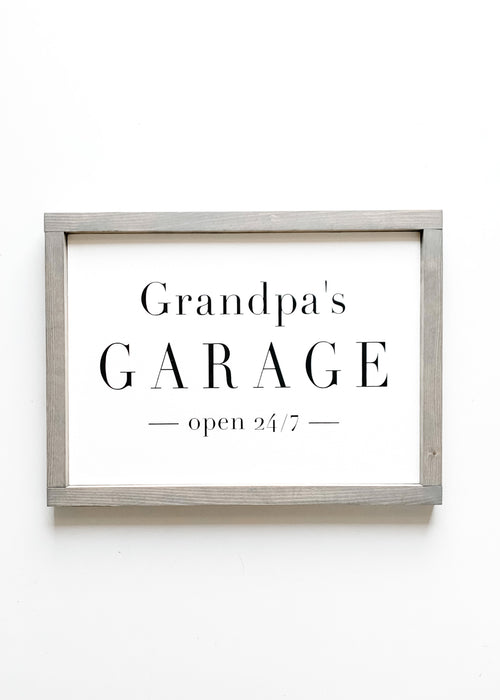 Grandpa's Garage wooden sign from The Hazel Collection, handmade in Kamloops British Columbia. The perfect gift for Grandpa!